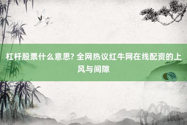 杠杆股票什么意思? 全网热议红牛网在线配资的上风与间隙